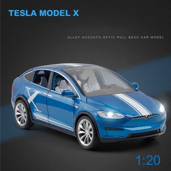 1/20 Tesla Model X Автомобили Модель Игрушки для мальчиков Новая энергия Автомобиль Сплав Литье под давлением Pull Back Коллекционная модель автомобиля Взрослая детская игрушка Изображение 4