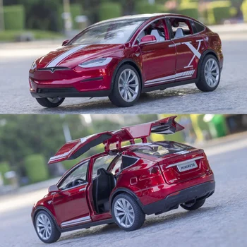 1/20 Tesla Model X Автомобили Модель Игрушки для мальчиков Новая энергия Автомобиль Сплав Литье под давлением Pull Back Коллекционная модель автомобиля Взрослая детская игрушка Изображение 5