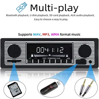 1 DIN Ретро Авто Стерео Аудио Авто Bluetooth с USB USB / SD / AUX Card FM MP3 Плеер ПК Тип: ISO-5513