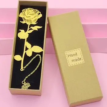 1 набор золотых металлических закладок подарок на день святого валентина с подарочной коробкой винтаж золотая роза закладки книжный зажим роза лист вены студент