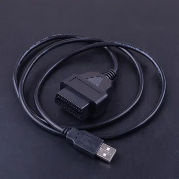 1 шт. 1 м Новый Авто Черный 16Pin OBD2 OBDII На USB-порт Зарядное устройство Адаптер Кабель Разъем Диагностические инструменты Автомобильные аксессуары Изображение 2
