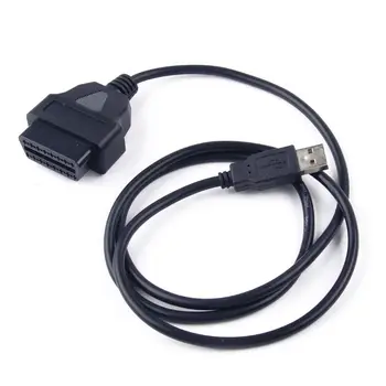 1 шт. 1 м Новый Авто Черный 16Pin OBD2 OBDII На USB-порт Зарядное устройство Адаптер Кабель Разъем Диагностические инструменты Автомобильные аксессуары Изображение 3