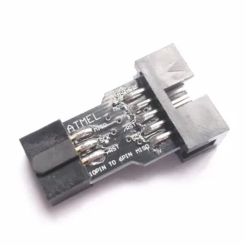 10-контактный на 6-контактный стандартный блок преобразователя Переходная плата, используемая для AVRISP MKII USBASP STK500 Black с приподнятой планкой