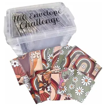 100 Envelope Challenge Box Set Наборы инструментов для бюджетирования для финансовых целей, простой и веселый способ сэкономить 5050 долларов за 100 дней на подарки