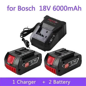 18 В Аккумулятор 6,0 Ач для электрической дрели Bosch 18 В Литий-ионная аккумуляторная батарея BAT609, BAT609G, BAT618, BAT618G, BAT614 + 1 зарядное устройство