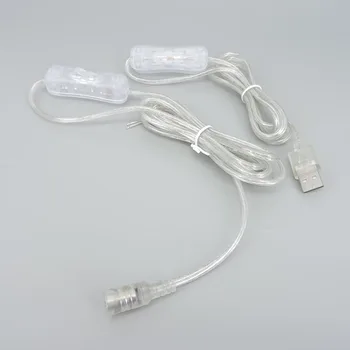 2-контактный прозрачный постоянный ток 3 А USB штекер Гнездо 5 В 12 В Кабель Кнопка переключения Удлинитель разъема питания Шнур для светодиодной неоновой ленты 2M