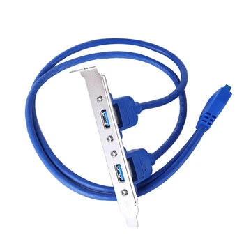 20-контактный к двойному USB3.0 удлинительный кабель с перегородкой Высокоскоростной USB 3.0 на задней панели Кронштейн расширения 2-портовый кабель материнской платы Изображение 0