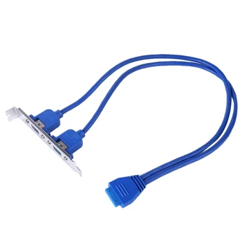 20-контактный к двойному USB3.0 удлинительный кабель с перегородкой Высокоскоростной USB 3.0 на задней панели Кронштейн расширения 2-портовый кабель материнской платы Изображение 2