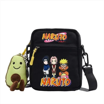 2023 Новая маленькая квадратная сумка с принтом аниме-персонажа Наруто для детей, косая сумка через плечо для мужчин и женщин, рюкзак, подарок на день рождения Изображение 4