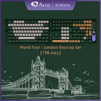 Akko World Tour London Keycap Set 198-клавишный ASA Profile PBT Double-Shot Full Keycaps для механических клавиатур с коллекционной коробкой Изображение 0
