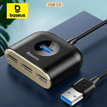 Baseus USB HUB USB3.0 на USB3.0 * 1 + USB2.0 * 3 для MacBook Pro Air 2020 USB 2.0 HUB LED USB разветвитель для ПК Компьютерные аксессуары Изображение 0