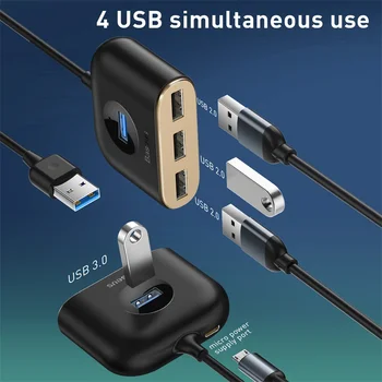 Baseus USB HUB USB3.0 на USB3.0 * 1 + USB2.0 * 3 для MacBook Pro Air 2020 USB 2.0 HUB LED USB разветвитель для ПК Компьютерные аксессуары Изображение 1