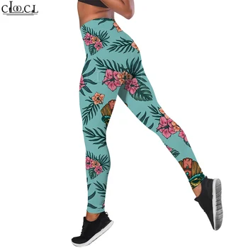CLOOCL Женские леггинсы Красивые цветы Узор 3D-печатные брюки для женской тренировки Push Up Бег трусцой с высокой талией Эластичные брюки Изображение 0