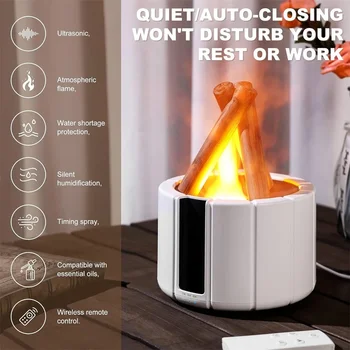 Control Ароматическое масло Диффузор Bonfire Flame Ультразвуковой увлажнитель воздуха с дистанционным мини-USB Fire Humidifier для домашнего спальни Рабочий стол Изображение 5