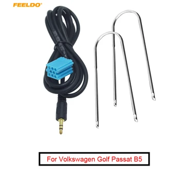 FEELDO 1 Set Автомобильный 3,5 мм Стерео Аудио Aux Входной Кабель Адаптер С Ключевыми Инструментами Для Volkswagen Golf Passat B5 Bora Polo Blaupunkt Изображение 0