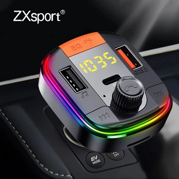 FM Передатчик Bluetooth 5.0 Адаптер Красочный автомобильный MP3-плеер Громкая связь Вызов 2 USB-порта PD QC 3.0 Быстрая зарядка для BMW VW Audi