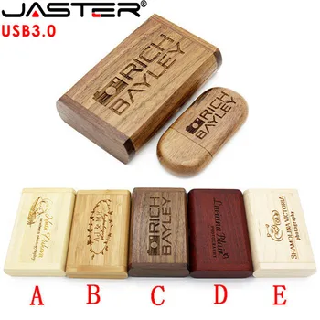 JASSTER Бесплатный пользовательский логотип USB 3.0 Флэш-накопитель Memory Stick + упаковочная коробка флешка 4 ГБ 8 ГБ 16 ГБ 32 ГБ 64 ГБ Свадебная фотография Подарки