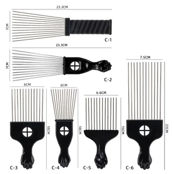 Pik Styling Прическа Инструмент для укладки Африканская щетка для волос Парикмахерская металлическая расческа Изображение 5