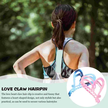 Shark Clip Большие Когти Заколки для волос Аксессуары для укладки Сердце в форме сердца для женщин Заколки Изображение 3