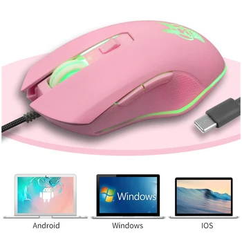 USB Type-C Проводная мышь Красочная светящаяся игровая мышь Новая милая мышь Kaqiu Mouse Оптическая мышь Dazzling Gamer Cute Mouse