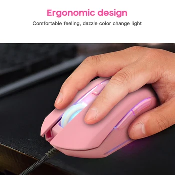 USB Type-C Проводная мышь Красочная светящаяся игровая мышь Новая милая мышь Kaqiu Mouse Оптическая мышь Dazzling Gamer Cute Mouse Изображение 1