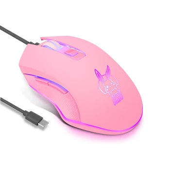 USB Type-C Проводная мышь Красочная светящаяся игровая мышь Новая милая мышь Kaqiu Mouse Оптическая мышь Dazzling Gamer Cute Mouse Изображение 4