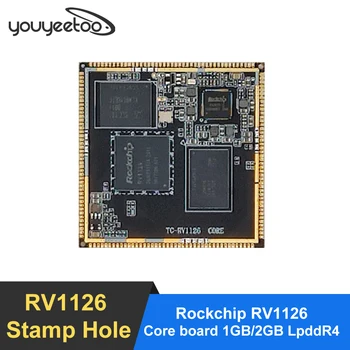 youyeetoo Rockchip RV1126/ RV1109 Плата сердечника со штампованным отверстием Четырехъядерный процессор ARM Cortex-A7 интегрирует поддержку NEON&FPU 2.0Tops INT8/INT16
