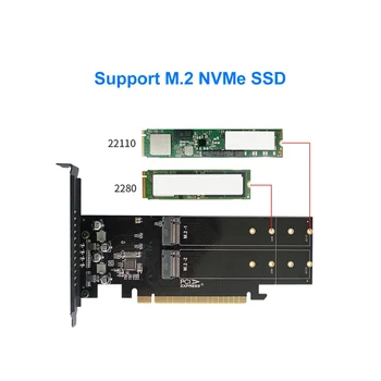 Адаптер PCIe на M2, PCIE X16 4-портовый твердотельный накопитель M2 NVME M Key Добавить карту расширения PCI Express с радиатором Изображение 3