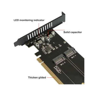 Адаптер PCIe на M2, PCIE X16 4-портовый твердотельный накопитель M2 NVME M Key Добавить карту расширения PCI Express с радиатором Изображение 5