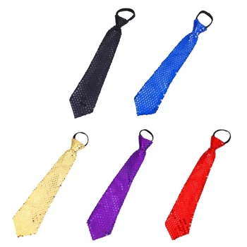 Галстук унисекс с блестящими пайетками для мужчин и женщин блестящий галстук с регулируемой молнией для фестивального танца 10CF