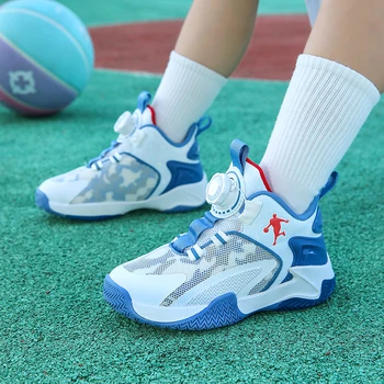 Детская баскетбольная обувь Высокие детские кроссовки Толстая подошва Нескользящая спортивная обувь На открытом воздухе Детская корзина для мальчиков Тренировочная обувь