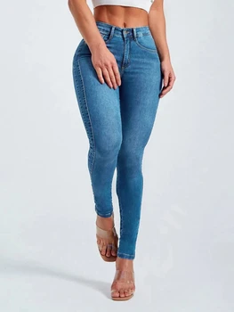 Джинсы для женщин Эластичные джинсы с высокой талией Женские джинсовые джинсы Светлые джинсы Bule Slim Женщины Брюки-карандаш Повседневная уличная одежда Женщины Изображение 0