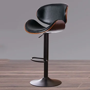 Дизайнерские роскошные скандинавские обеденные стулья Высокий поворот Стойка регистрации Деревянный регулируемый стул Ресторан Современная мебель для шезлонга WK