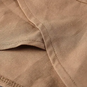 Женщины хлопок и лен эластичные брюки на талии с карманом свободные шаровары чистый цвет укороченные брюки простые повседневные супер удобные брюки Изображение 5