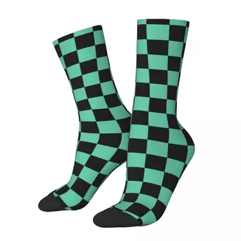 Зеленый Шахматная доска Four Seasonsl Мужские спортивные носки Лето Досуг Пот Абсорбирующий Удобный Дышащий