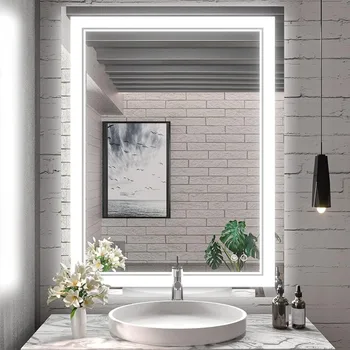 Зеркало для душа Светодиодное зеркало для ванной комнаты, 36 x 28 дюймов с подсветкой, настенная защита от запотевания, яркость памяти с регулируемой яркостью