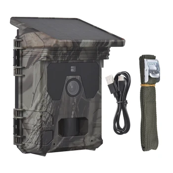 Камера ночного видения на солнечных батареях 50MP 4K Охота 0,3 с Время срабатывания Камера Trail для мониторинга дикой природы Охота на оленей Изображение 1