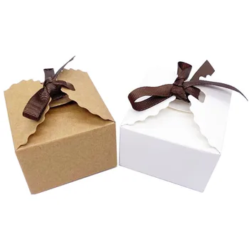  Маленькая коробка из крафт-бумаги Свадебные подарочные коробки Конфеты Печенье Шоколад Пакет День рождения Рождественская упаковка Принадлежности Украшение