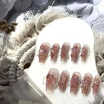  Маникюр ручной работы Носимые искусственные накладные ногти Японский набор ногтей с разработанным прессом на профессиональном украшении Нейл-арт