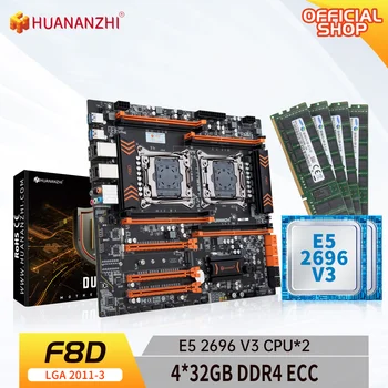 Материнская плата HUANANZHI X99 F8D LGA 2011-3 XEON X99 с Intel E5 2696 V3 * 2 с 4 * 32 ГБ памяти DDR4 RECC комбинированный комплект памяти NVME