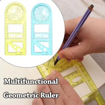 Многофункциональный геометрический шаблон линейки Вращающийся шаблон чертежа Измерительный инструмент для поставки архитектуры школьного офиса