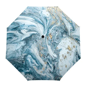 мрамор синий и золотой абстрактный автоматический зонт путешествия складной зонт портативные ветрозащитные зонтики зонтики