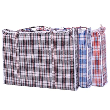  полосатая тканая сумка большой емкости для хранения движущихся сумок одежда одеяло одеяло упаковка багажа упаковка пакет молния сумка для дома органайзер Изображение 1