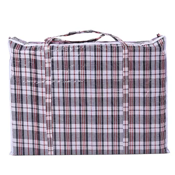  полосатая тканая сумка большой емкости для хранения движущихся сумок одежда одеяло одеяло упаковка багажа упаковка пакет молния сумка для дома органайзер Изображение 4