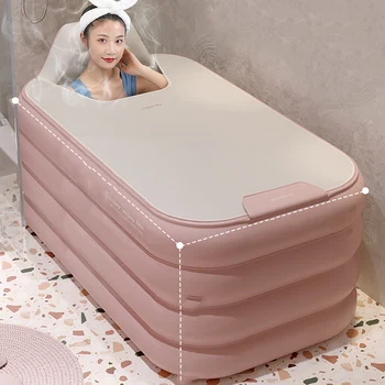 Портативная мобильная ванна Надувная складная пластиковая крышка ведра Ванна для взрослых Большая отдельно стоящая бытовая ванна Baignoire Изображение 0