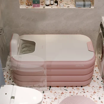 Портативная мобильная ванна Надувная складная пластиковая крышка ведра Ванна для взрослых Большая отдельно стоящая бытовая ванна Baignoire Изображение 1
