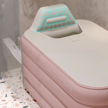 Портативная мобильная ванна Надувная складная пластиковая крышка ведра Ванна для взрослых Большая отдельно стоящая бытовая ванна Baignoire Изображение 3
