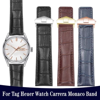 Ремешок из натуральной кожи для часов Tag Heuer Carrera Monaco Часы Ремень Черный Коричневый браслет Наручные часы 19 мм 20 мм 22 мм Ремешок для часов