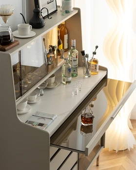 Светлый роскошный встроенный настенный шкаф в скандинавском стиле, обеденный боковой шкаф, современный небольшой винный шкаф