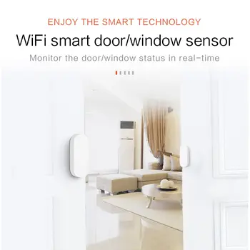 Умный дверной датчик WiFi TY001 Tuya Детектор открытого закрытия Уведомление об управлении приложением Smartlife, совместимое с Alexa Google Home Изображение 1